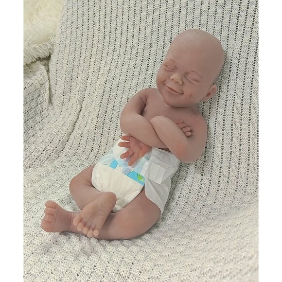 6.82lbs Full Body Platinum Silicone Reborn Baby Boy Doll 45cm Sleeping Newborn - Picture 3 of 16